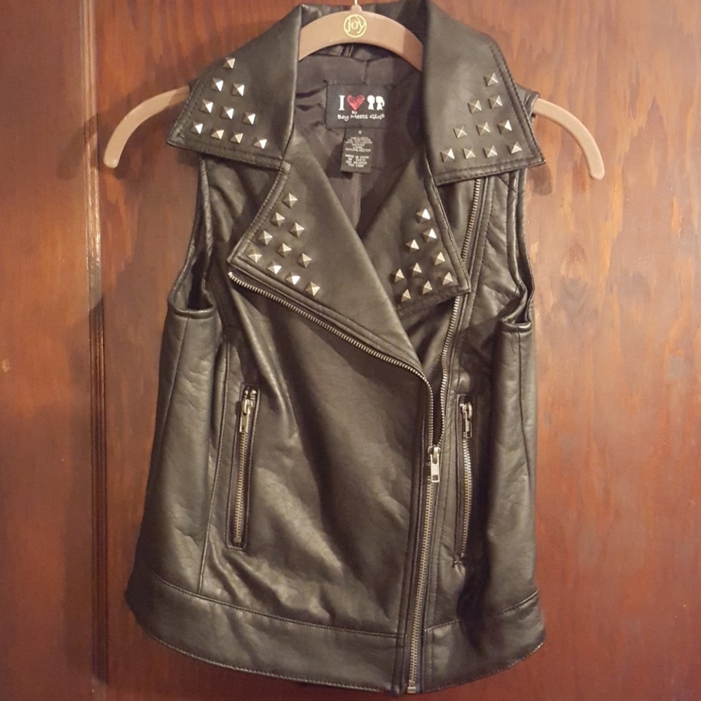Studded faux leather vest